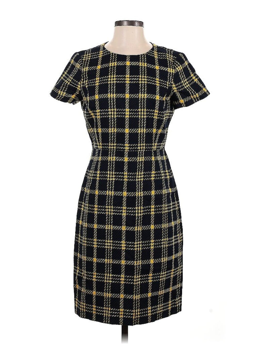 Brooks Brothers tartan plaid navy and gold dress, size 4